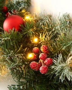 WeRChristmas Pre-Lit Decorated Frosted Garland, 9ft