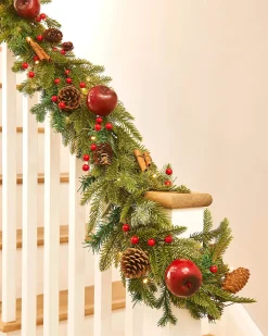WeRChristmas Pre-Lit Decorated Garland, Apples & Cinnamon Sticks, 9 Ft