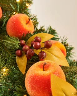 WeRChristmas Pre-Lit Decorated Garland, Apples & Peaches, 9 Ft