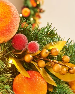 WeRChristmas Pre-Lit Decorated Garland, Apples & Peaches, 9 Ft