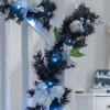 WeRChristmas Pre-Lit Decorated Garland, Black/Silver, 9 Ft