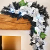 WeRChristmas Pre-Lit Decorated Garland Arch, Black/Silver, 3 Ft