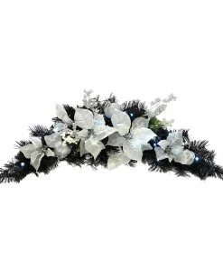 WeRChristmas Pre-Lit Decorated Garland Arch, Black/Silver, 3 Ft