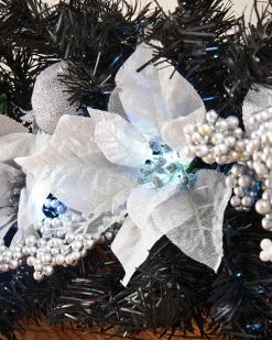 WeRChristmas Pre-Lit Decorated Garland Arch, Black/Silver, 3 Ft