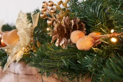 WeRChristmas Pre-Lit Decorated Garland, Copper/Gold, 9 Ft