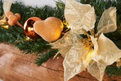 WeRChristmas Pre-Lit Decorated Garland, Copper/Gold, 9 Ft