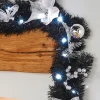 WeRChristmas Pre-Lit Decorated Garland, Black/Silver, 9 Ft