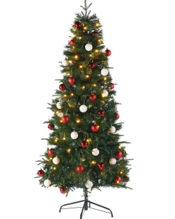 WeRChristmas Pre-Lit Decorated Pop-Up Christmas Tree, Red & White, 6 Ft