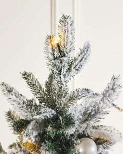 WeRChristmas Pre-Lit Decorated Snow Flocked Pop-Up Christmas Tree, 6 Ft