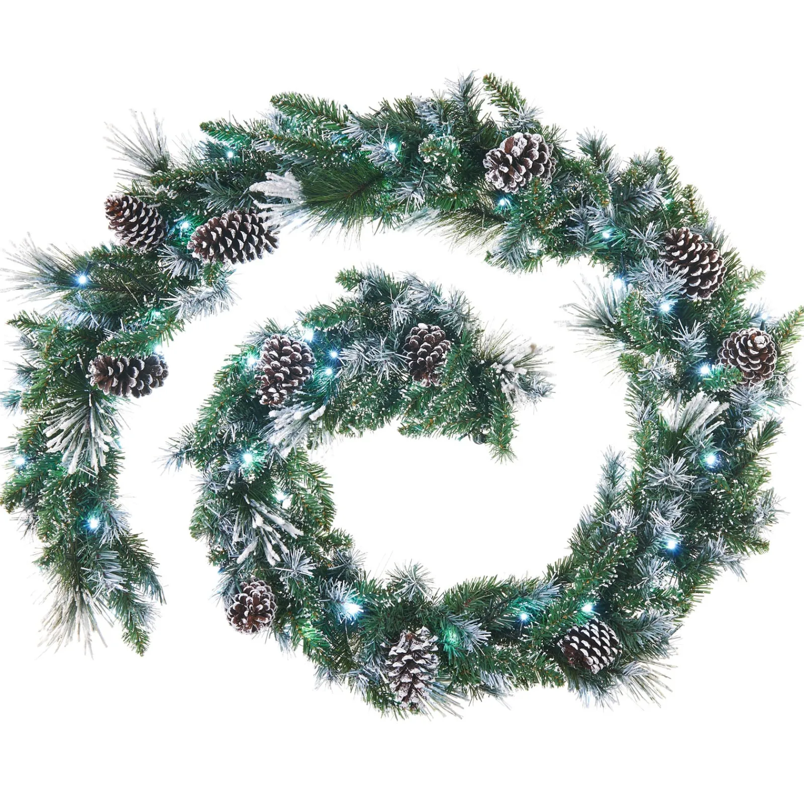 WeRChristmas Pre-Lit Decorated Snow Flocked Garland, Pinecones, 9 Ft
