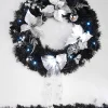 WeRChristmas Pre-Lit Decorated Wreath, Black/Silver, 60 Cm