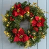 WeRChristmas Pre-Lit Decorated Wreath, Red/Gold, 60 Cm