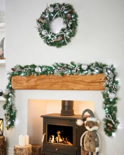WeRChristmas Pre-Lit Decorated Wreath, Silver Ice, 60 Cm