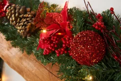 WeRChristmas Pre-Lit Extra Thick Decorated Garland, Red/Gold, 9 Ft