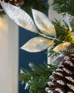 WeRChristmas Pre-Lit Extra Thick Decorated Garland, Silver/White, 9 Ft