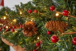 WeRChristmas Pre-Lit Extra Thick Mixed Pine Garland, Pinecones & Berries, 9 Ft