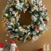 WeRChristmas Pre-Lit Extra Thick Mixed Pine Snow Flocked Wreath, Pinecones & Berries, 76 Cm