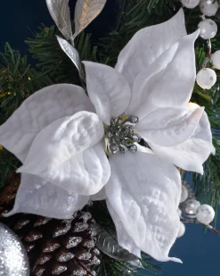 WeRChristmas Pre-Lit Extra Thick Wreath, Silver/White, 76 Cm