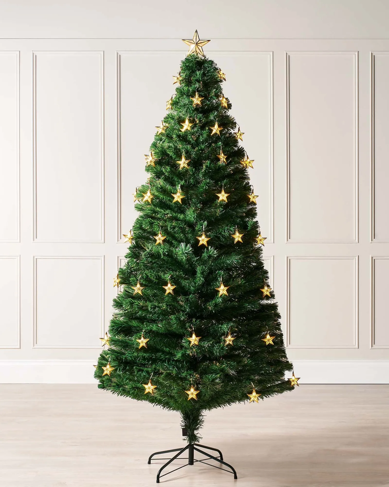 WeRChristmas Pre-Lit Fibre Optic Christmas Tree With Stars, 6 Ft