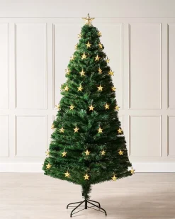 WeRChristmas Pre-Lit Fibre Optic Christmas Tree With Stars, 7 Ft