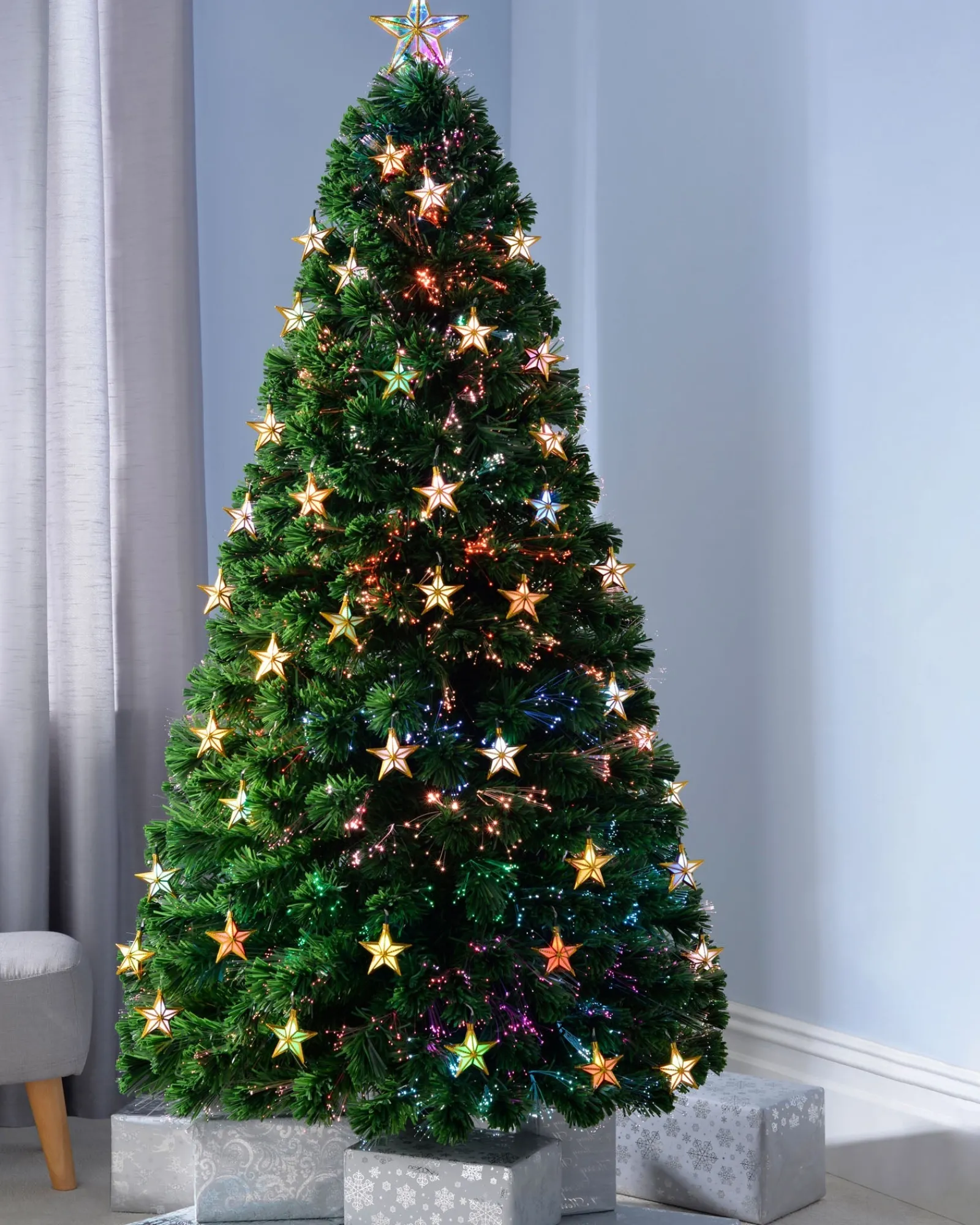 WeRChristmas Pre-Lit Fibre Optic Christmas Tree With Tree Topper, 5 Ft