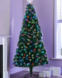 WeRChristmas Pre-Lit Fibre Optic Christmas Tree With Tree Topper, 7 Ft