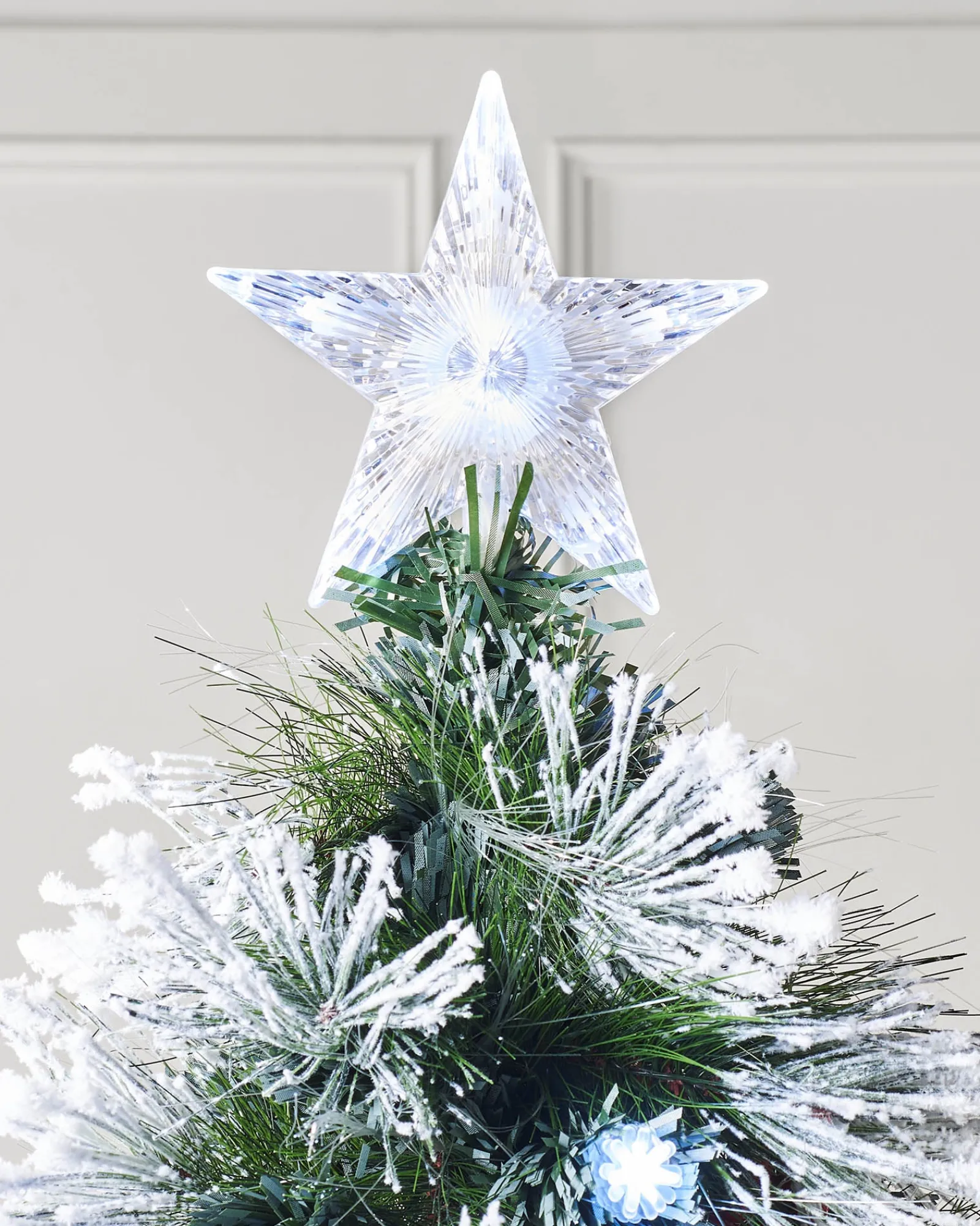 WeRChristmas Pre-Lit Fibre Optic Frosted Christmas Tree With Tree Topper, 5 Ft