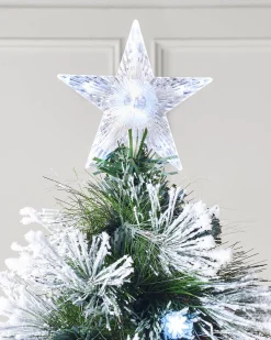 WeRChristmas Pre-Lit Fibre Optic Frosted Christmas Tree With Tree Topper, 7 Ft