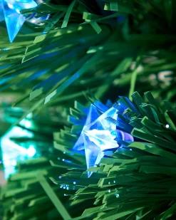 WeRChristmas Pre-Lit Fibre Optic Pencil Christmas Tree With Multi-Coloured LED Stars, 7 Ft