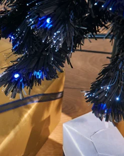 WeRChristmas Pre-Lit Fibre Optic Slim Black Christmas Tree, 7 Ft