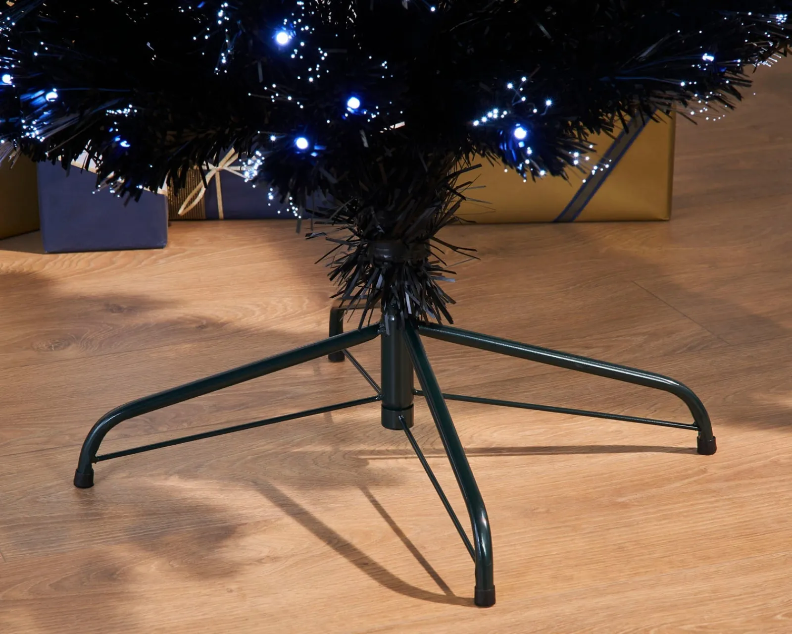 WeRChristmas Pre-Lit Fibre Optic Slim Black Christmas Tree, 7 Ft