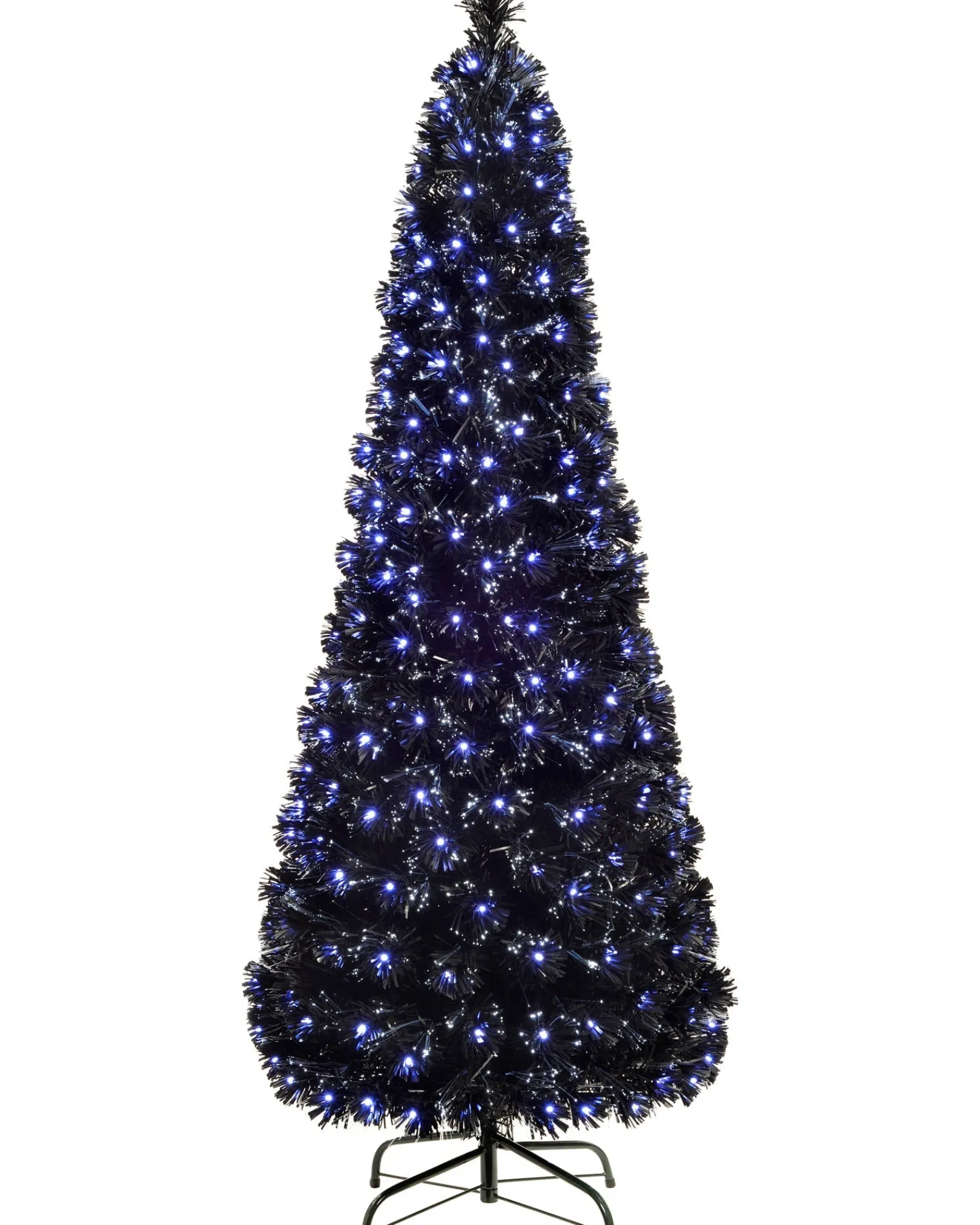 WeRChristmas Pre-Lit Fibre Optic Slim Black Christmas Tree, 7 Ft