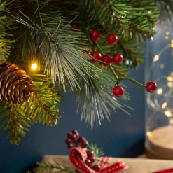WeRChristmas Pre-Lit Frosted Garland, Pinecones & Berries, 9 Ft