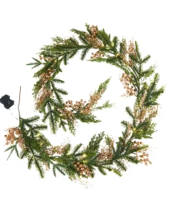 WeRChristmas Pre-Lit Gold Berry Mixed Tip Garland, 9 Ft