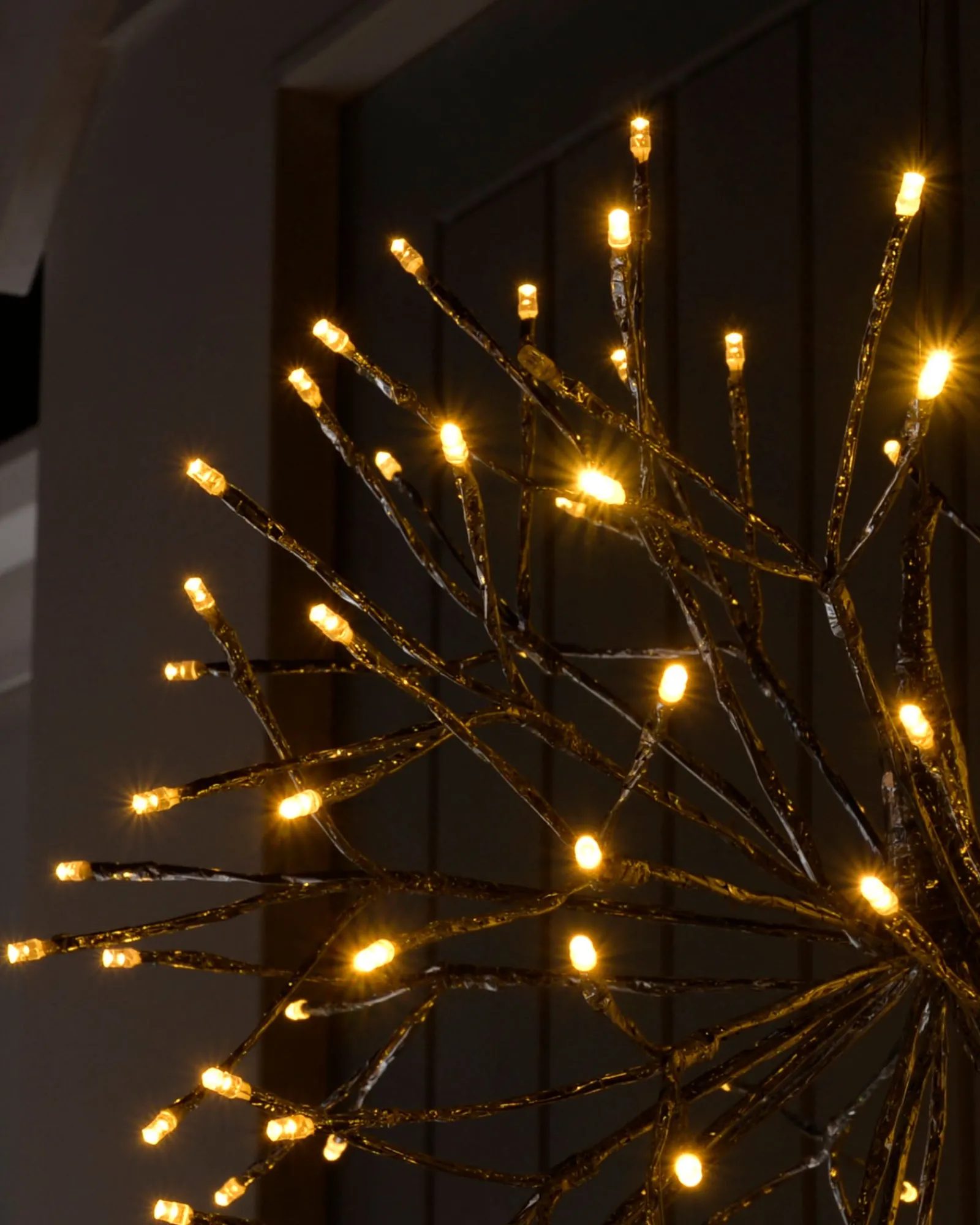 WeRChristmas Pre-Lit Hanging Silver Branch Ball With Warm White LEDs, 50 Cm