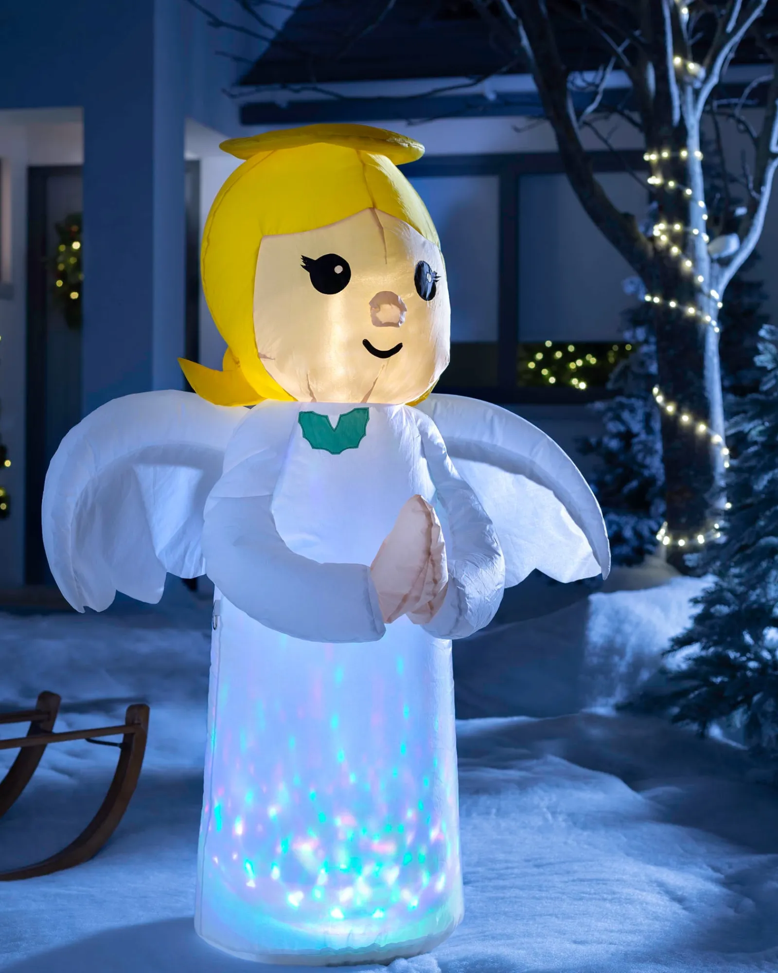 WeRChristmas Pre-Lit Inflatable Colour Changing Angel, 3.5 Ft