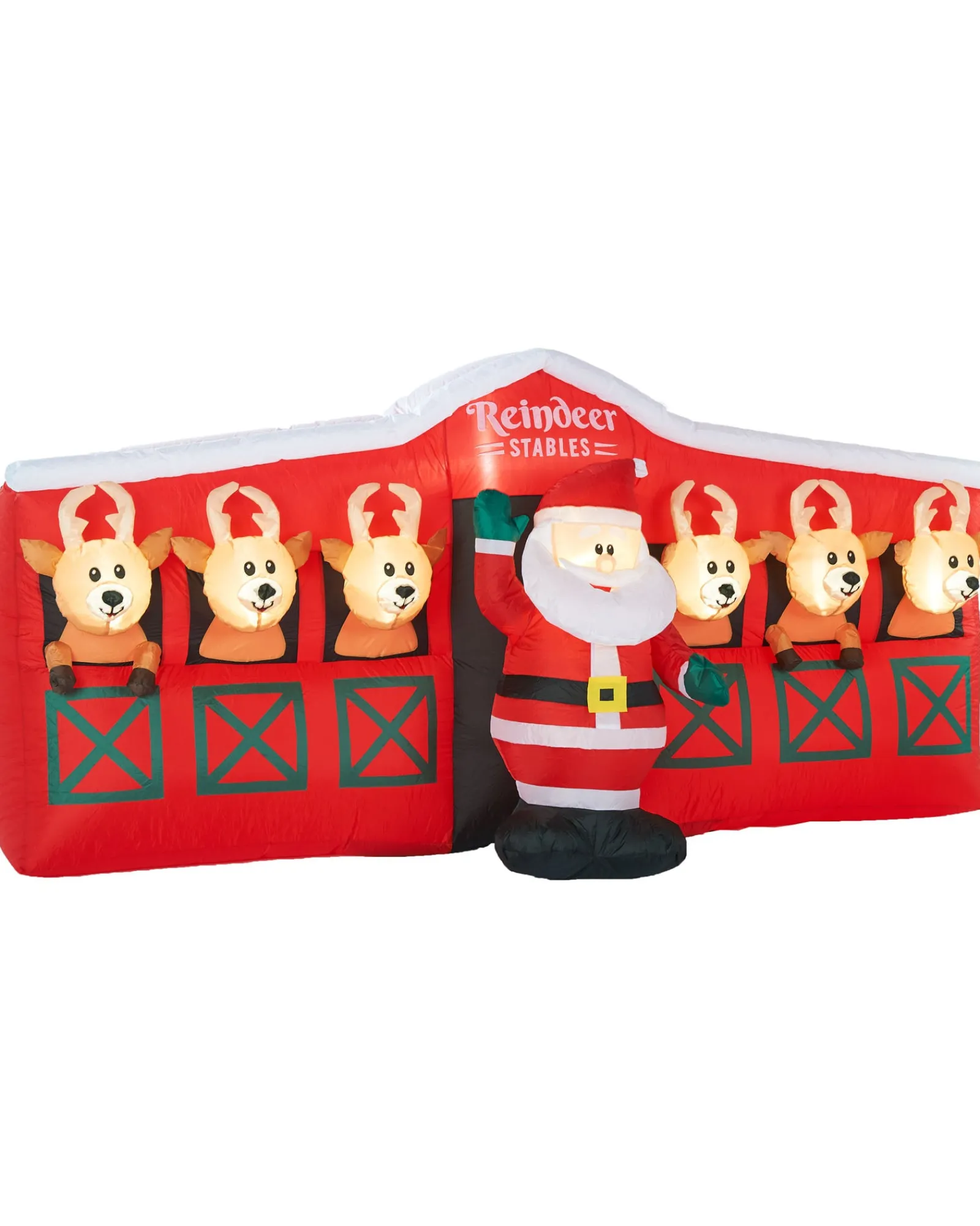 WeRChristmas Pre-Lit Inflatable Santa & Reindeer Stables, 8.5 Ft