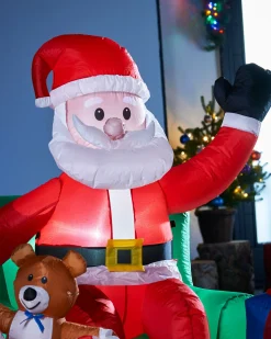 WeRChristmas Pre-Lit Inflatable Santa With Present Stack, 5 Ft