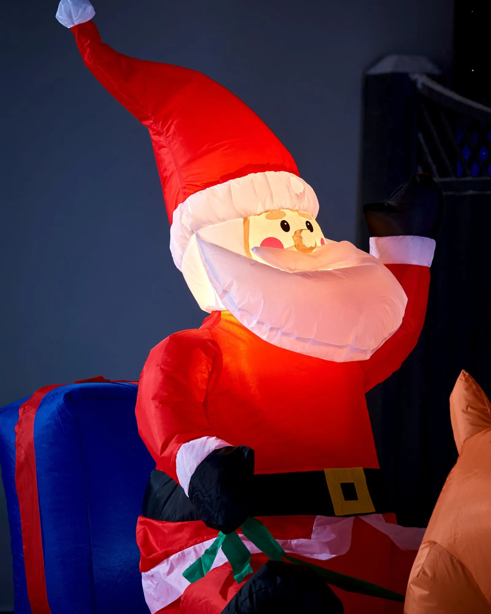 WeRChristmas Pre-Lit Inflatable Santa With Reindeer, 7 Ft