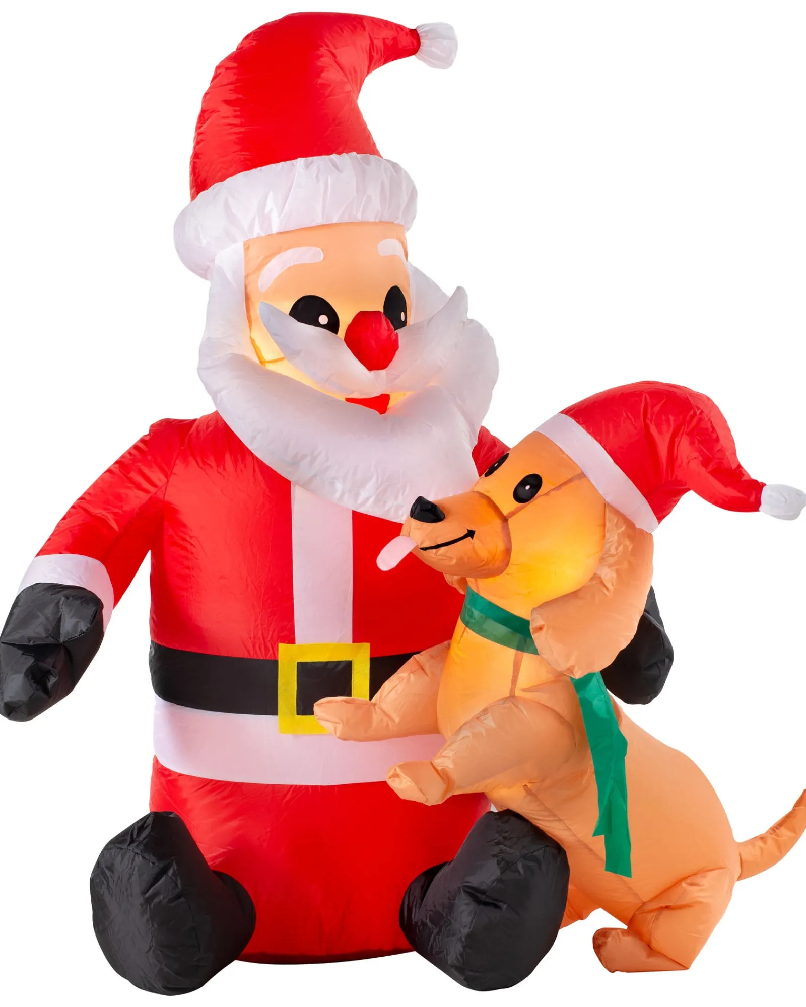 WeRChristmas Pre-Lit Inflatable Santa With Dog, 4 Ft