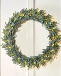 WeRChristmas Pre-Lit Mixed Pine Blue Wreath, 1 M