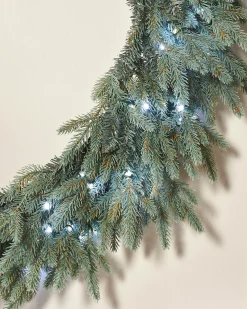 WeRChristmas Pre-Lit Mixed Pine Blue Wreath, 1 M