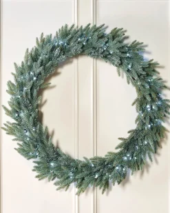 WeRChristmas Pre-Lit Mixed Pine Blue Wreath, 1 M