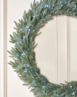 WeRChristmas Pre-Lit Mixed Pine Blue Wreath, 1 M