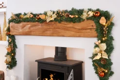 WeRChristmas Pre-Lit Multi-Function Decorated Garland, Copper/Gold, 9 Ft