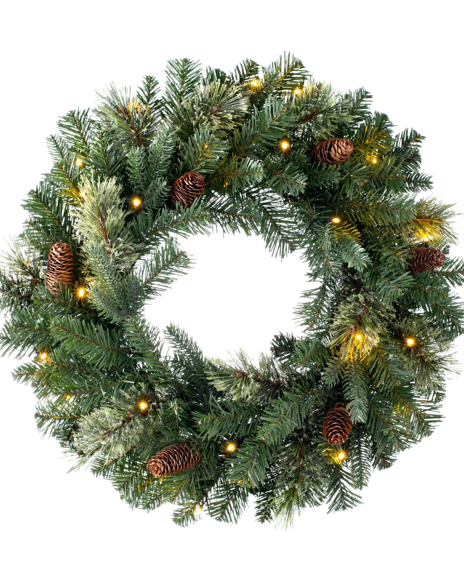 WeRChristmas Pre-Lit Natural Pine Wreath, 60 Cm