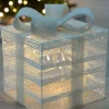 WeRChristmas Pre-Lit Paper String And Gauze Gift Box, 20 Cm
