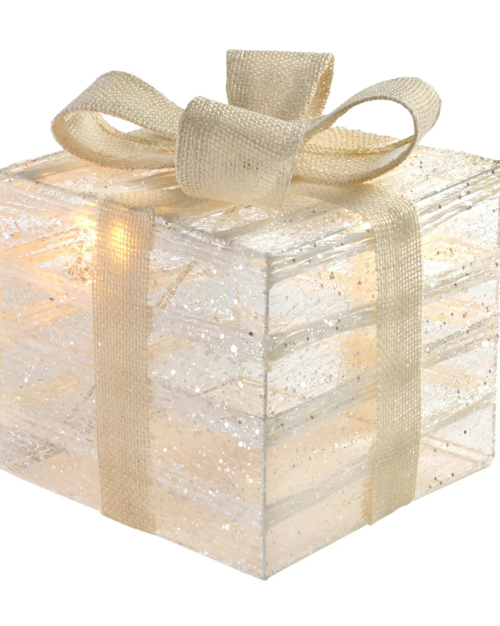 WeRChristmas Pre-Lit Paper String And Gauze Gift Box, 20 Cm