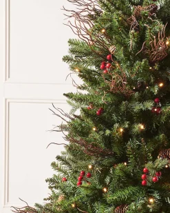 WeRChristmas Pre-Lit Pines & Berries Potted Christmas Tree, 4.5 Ft