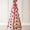WeRChristmas Pre-Lit Pop-Up Decorated Christmas Tree, Red/White, 6 Ft